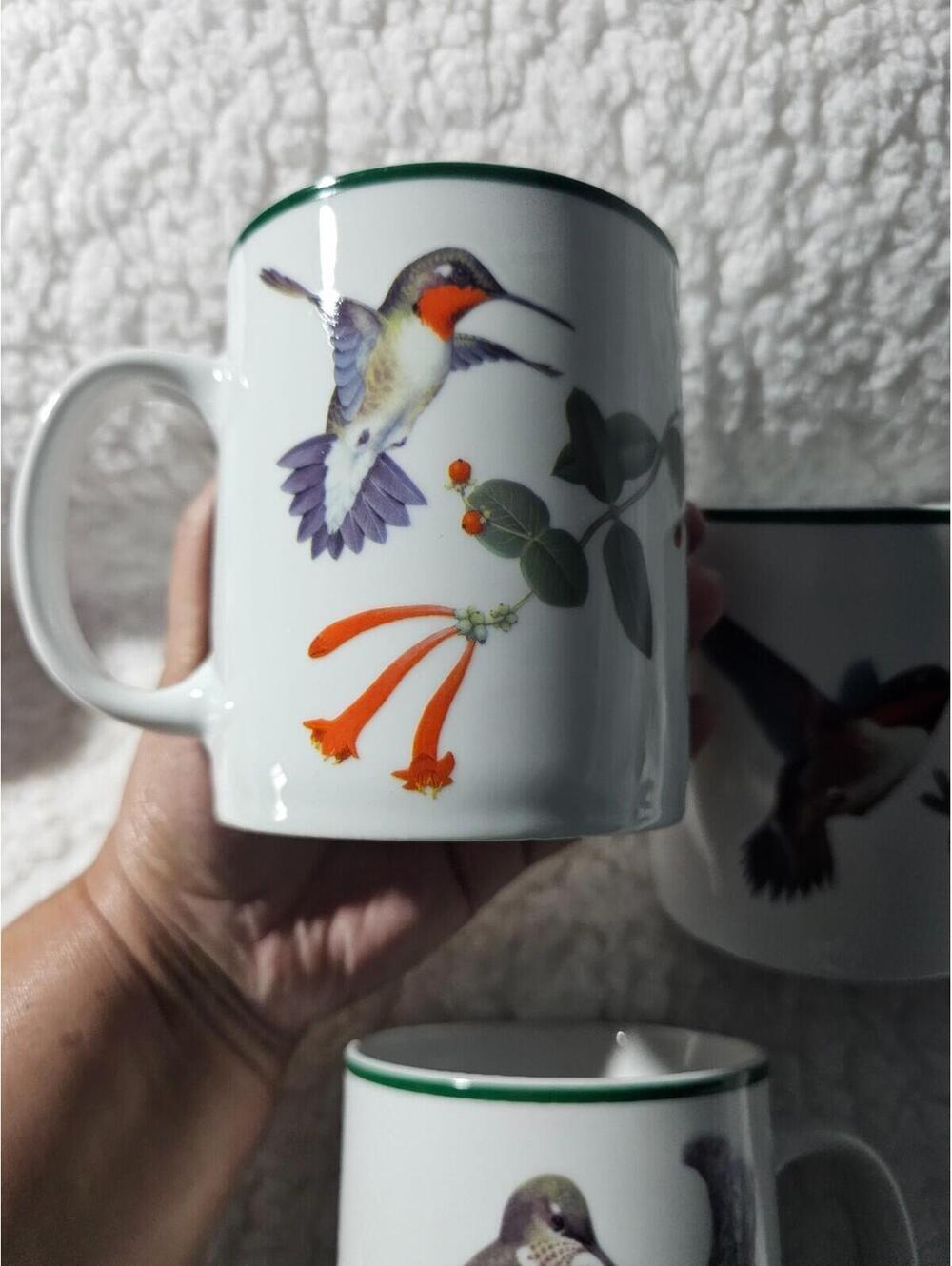 (Set of 3) National Wildlife Federation Humming Birds Coffee Mug Cup White 4.5" - Picture 6 of 12